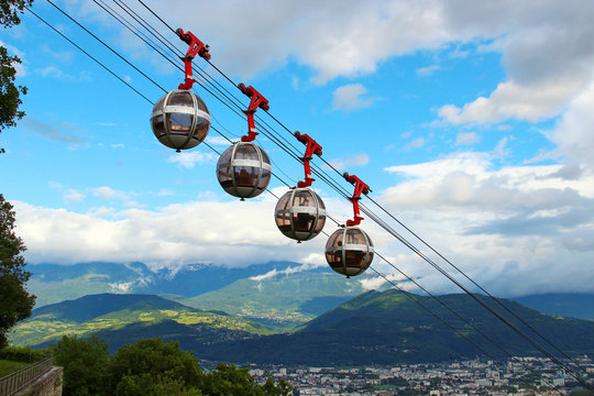 French Alps and Grenoble-Bastille cable car, France