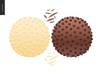 Love spring chocolate - dark and white chocolate crisp bonbons and choclate chips