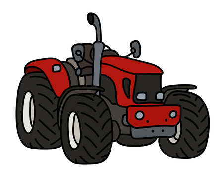 The red open heavy tractor