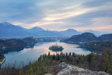 Panoramic view of Bled Lake, Slovenia