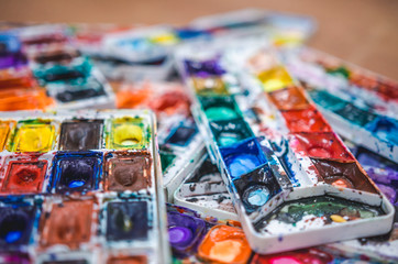 Watercolor dirty palette