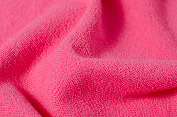 Fototapeta na wymiar Pink towel microfiber macro