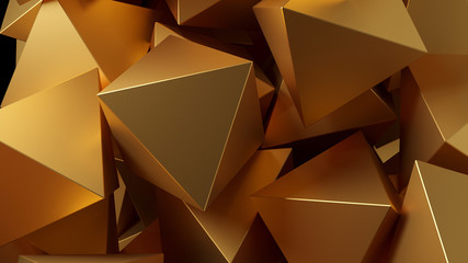 Golden 3D pyramids. Illustration