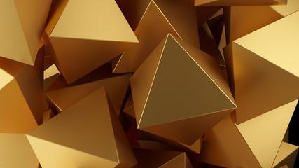 Golden 3D pyramids. Illustration