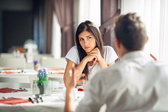 Worried woman doubting.Angry female despise partners actions,agitated person having relationship problems.Revealing the truth.Wandering,not listening conversation.Not convinced.First impression