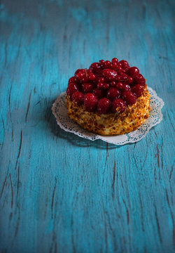 Dessert served on wooden table