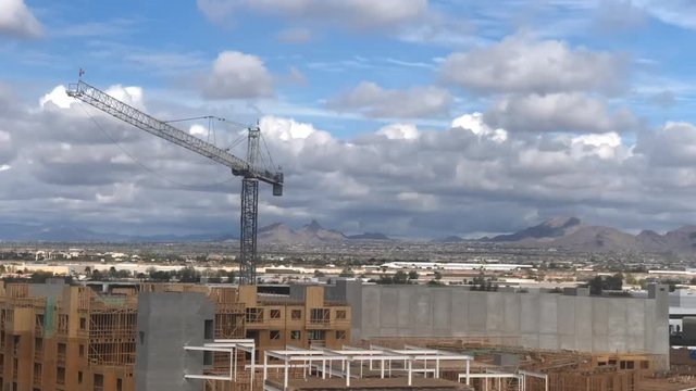 Time-lapse North Scottsdale,Az,USA McDowell Mountains, construction in foreground,