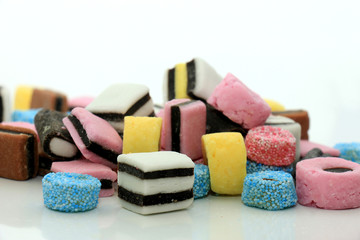 Stacked liquorice all sorts