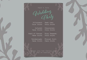 Wedding Program with Gray and Blue Accents