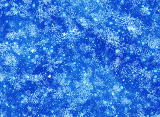 snowfall and stars backgrounds on blue evening sky