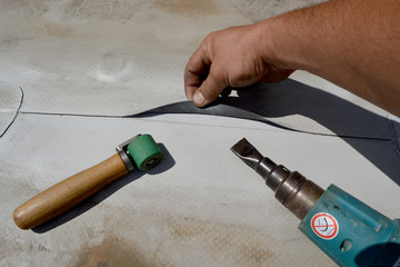 poorly welded place, improper welding device, hot air gun, PVC membrane