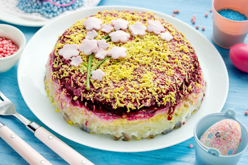 Beautiful layer salad for Easter dinner