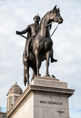 Fototapeta na wymiar Statue of King George IV located in Trafalgar Square in London, England