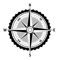 Black and white compass icon