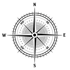Black and white compass icon