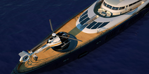 Extremely detailed and realistic high resolution 3D illustration of a luxury super yacht © Sasa Kadrijevic