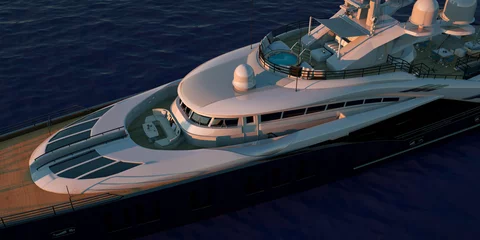 Foto op Plexiglas Extremely detailed and realistic high resolution 3D illustration of a luxury super yacht © Sasa Kadrijevic