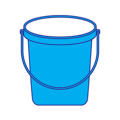 bucket plastic cleaning element tool handle vector illustration blue and gray design