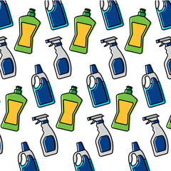 bottle detergent and spray clean domestic wallpaper hygiene vector illustration