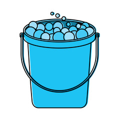 bucket with soap bubbles cleaning house vector illustration