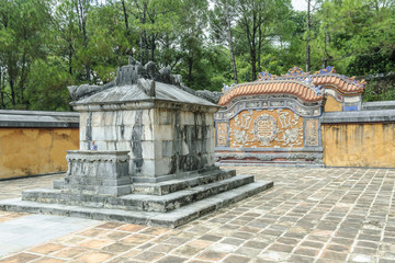 detail of the complex of the mausoleum of the emperor Tu Duc in Hue, Vietnam.