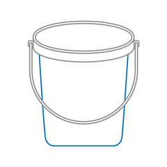 bucket plastic cleaning element tool handle vector illustration blue and gray line design