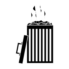open bin with garbage cap handle vector illustration black and white design