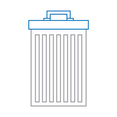 trash can container garbage recycling vector illustration blue and gray line design