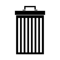 trash can container garbage recycling vector illustration black and white design