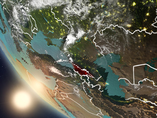 Sunset above Georgia from space