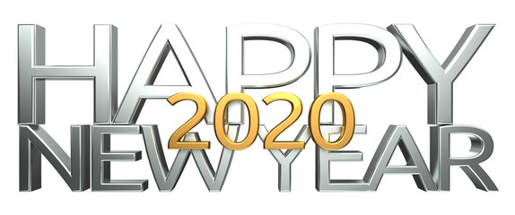 happy new year 2020 bold letters 3d rendering