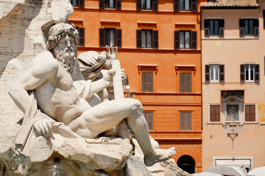The Fountain of the Four Rivers at Piazza Navona in Rome