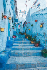 Chefchaouen Morocco blue flower street