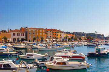 Harbour and marina in old town of Rovinj