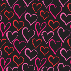 Heart symbol seamless pattern vector illustration. Hand drawn sketch doodle background. Saint Valentains Day or womens day background