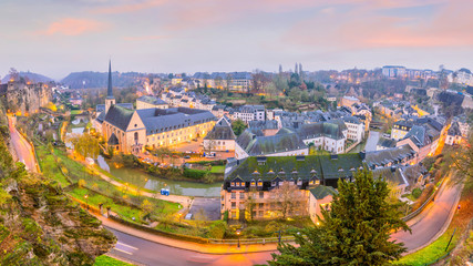Skyline of old town Luxembourg City from top view