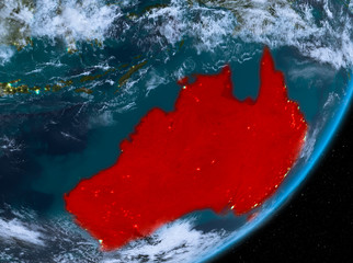 Orbit view of Australia at night