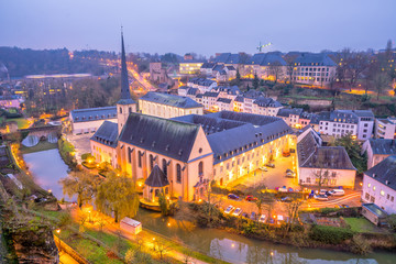 Fototapeta na wymiar Skyline of old town Luxembourg City from top view