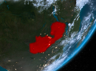 Orbit view of Zambia at night