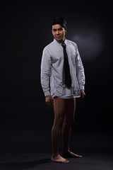 Full Length Snap Figure, Business Man Stand in white shirt no pants