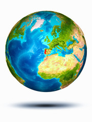 Portugal on Earth with white background