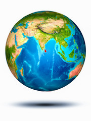 Sri Lanka on Earth with white background