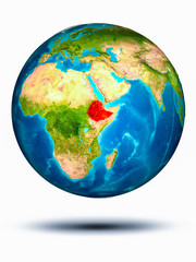 Ethiopia on Earth with white background