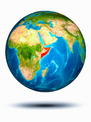 Somalia on Earth with white background