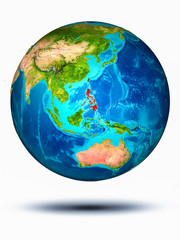 Philippines on Earth with white background