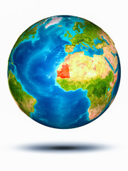 Mauritania on Earth with white background