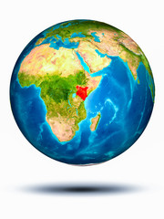 Kenya on Earth with white background