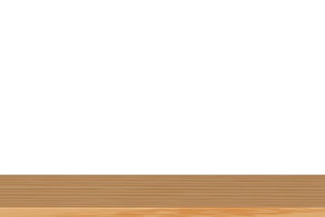 Empty top of satinwood table or counter isolated on white background. For product display