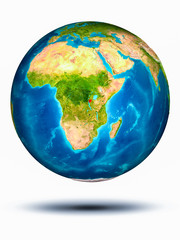 Burundi on Earth with white background