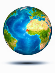 Senegal on Earth with white background
